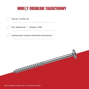 Wkręty konstrukcyjne B.PRO talerzykowe 10x200 TX40 50szt